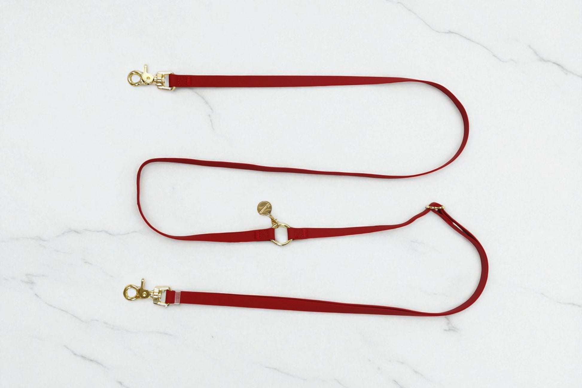Wagged 4-in-1 Convertible Hands Free All Weatherproof Dog Leash | Red